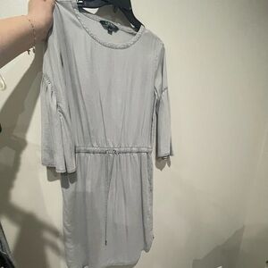 Ralph Lauren size 8 grey 100% Lyocell dress 3/4 quarter sleeves belt at waist